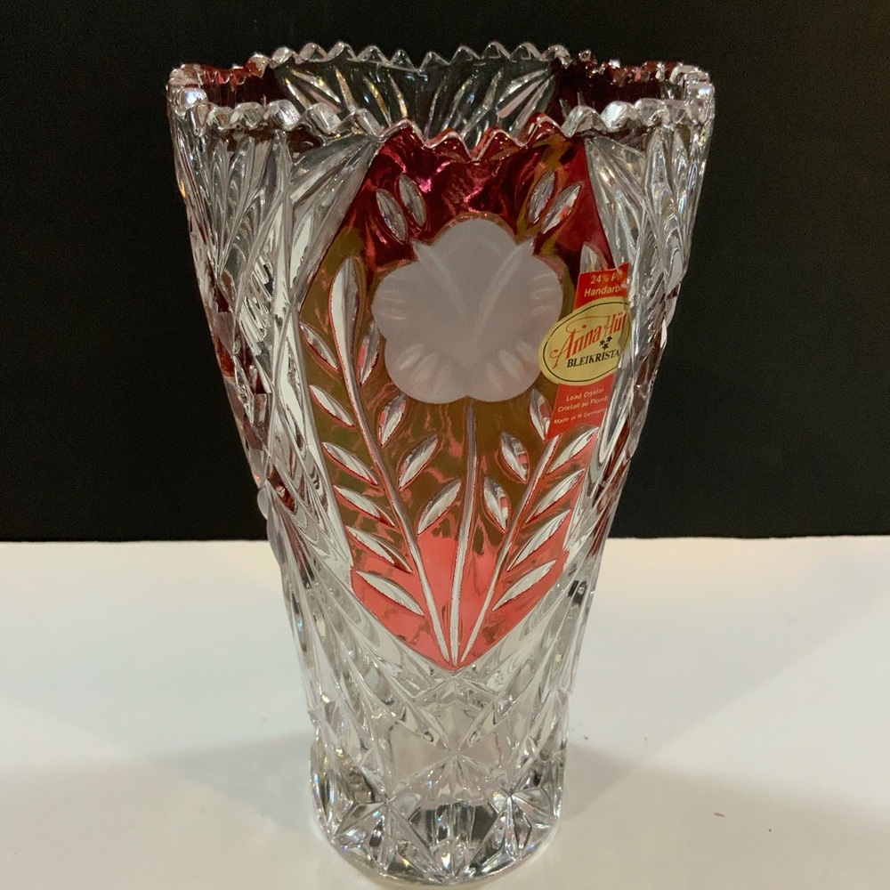 Anna Hutte Bowl Serving Lead Crystal Saw Tooth W Germany Bleikristall 8 1/2" #48